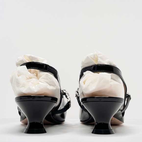 GUCCI Black Patent Leather Horsebit Chain Pumps Size 40 9.5 616596 Runway Shoe - Picture 11 of 16